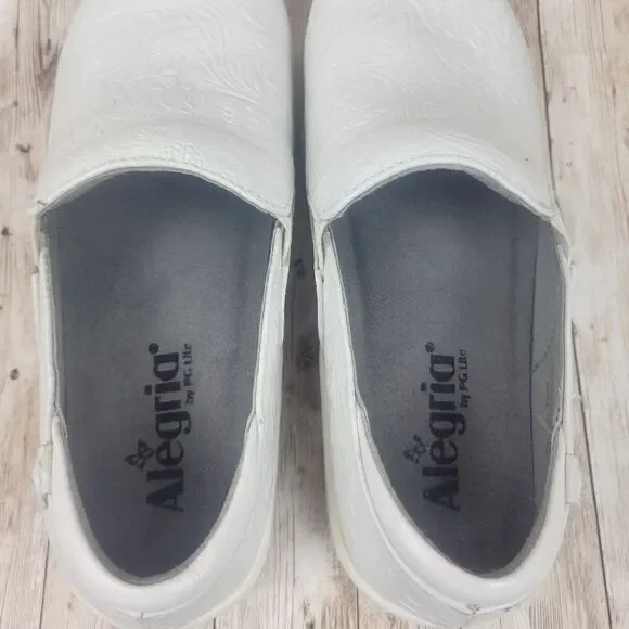 Alegria Keli White Leather Clogs size 36 - Picture 4 of 10